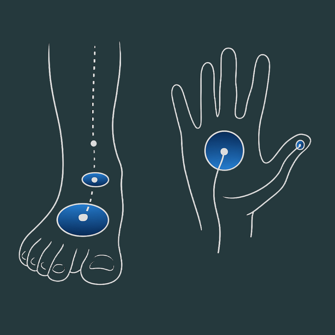 Kropsscanner Pro måler fedtprocent, muskelmasse og kropssammensætning gennem håndflader og fodsåler for præcis og professionel kropsanalyse derhjemme