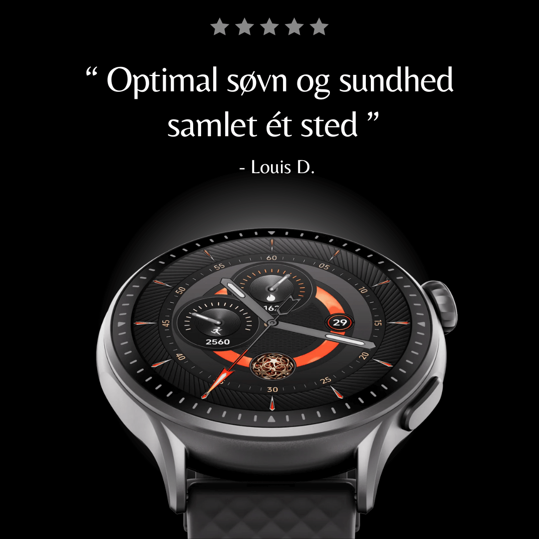 Smartwatch go skærm med hvid baggrund

5 stjerner og med citat: "Optimal søvn og sundhed samlet ét sted"