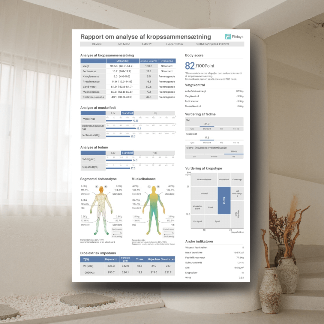 Med en kropsscanner pro kan du få adgang til nøgledata og udskrive din helt egen personlige sundhedsrapport